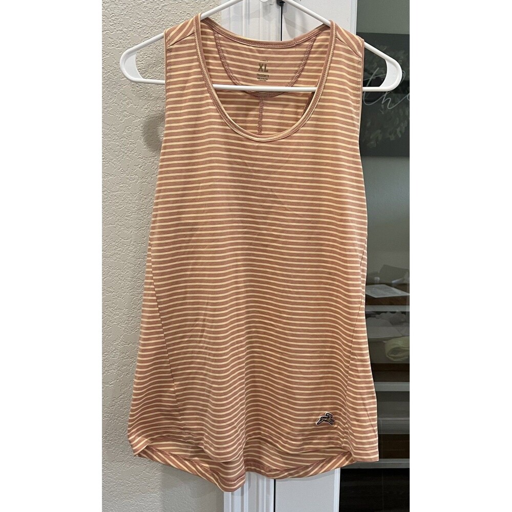 Tracksmith Twilight Running Tank Top Womens Pink Melon Stripe Racerback Size XL